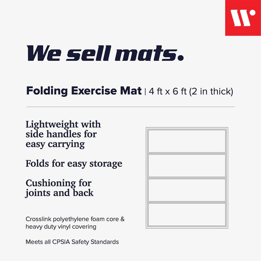 - 4 Ft X 6 Ft X 2 - Personal Fitness & Exercise Mat for Home Workout - Lightweight and Folds for Carrying – All Purpose Gym Mat – Thick Mat for Yoga, Pilates, Stretches, Floor Exercises