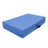 4-Panel Folding Gymnastics Exercise Mat with Handles, 4' X 10' X 2", Blue