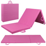 Tri-Fold 6X2Ft Exercise Gym Mat Portable Workout Yoga Mat 2'' Thickness Pink