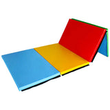 All Purpose 4'X10'X2" Extra Thick High Density anti Tear Gymnastics Gym Folding Exercise Aerobics Mats, Multicolor