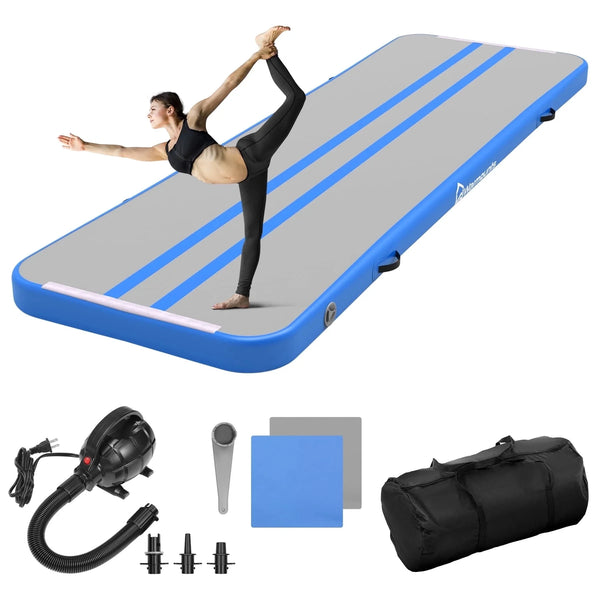 WARMOUNTS 13 Ft Air Track Tumbling Mat Inflatable Air Gymnastics Training Mats 4'' Thick Tumble Track with Electric Pump for Home Gym Cheerleading Water Outdoor