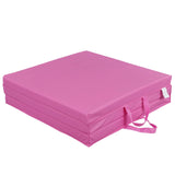 Tri-Fold 6X2Ft Exercise Gym Mat Portable Workout Yoga Mat 2'' Thickness Pink