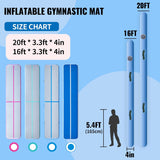 20Ft Inflatable Air Gymnastic Mat, 4 Inches Thickness Air Tumble Track with Electric Air Pump,Dubrable Material Air Mat for Home Use/Training/Cheerleading/Yoga/Water,Navy Blue