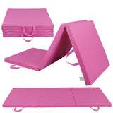 Tri-Fold 6X2Ft Exercise Gym Mat Portable Workout Yoga Mat 2'' Thickness Pink