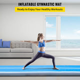 20Ft Inflatable Air Gymnastic Mat, 4 Inches Thickness Air Tumble Track with Electric Air Pump,Dubrable Material Air Mat for Home Use/Training/Cheerleading/Yoga/Water,Navy Blue