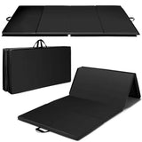 Black 8 Ft. X 4 Ft. X 2 In. Folding Gymnastics Mat Four Panels Gym PU Leather EPE Foam (32 Sq. Ft.)