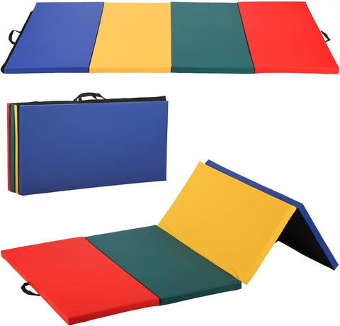 4'X8'X2" New Folding Panel Gymnastics Mat, Perfect for Indoor/Outdoor Exercise(Multicolor)