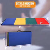 4'X8'X2" New Folding Panel Gymnastics Mat, Perfect for Indoor/Outdoor Exercise(Multicolor)