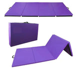 4-Panel Folding Gymnastics Exercise Mat with Handles, 4' X 10' X 2", Purple