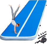 20Ft Inflatable Air Gymnastic Mat, 4 Inches Thickness Air Tumble Track with Electric Air Pump,Dubrable Material Air Mat for Home Use/Training/Cheerleading/Yoga/Water,Navy Blue