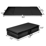 Black 8 Ft. X 4 Ft. X 2 In. Folding Gymnastics Mat Four Panels Gym PU Leather EPE Foam (32 Sq. Ft.)