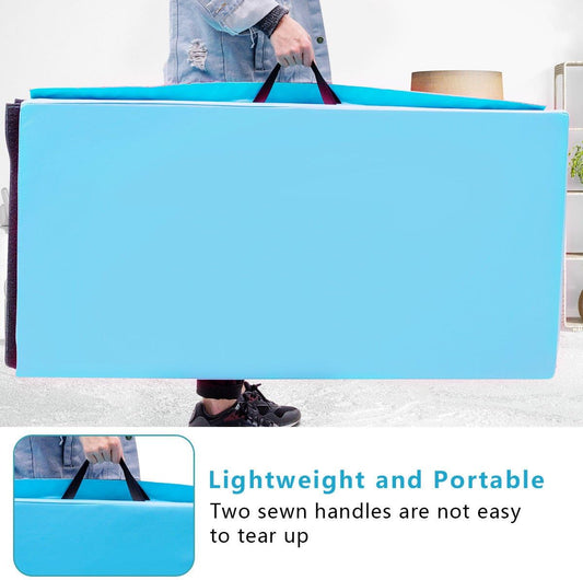 4'X8' Gymnastics Mat, 2" Thick Folding Tumbling Mat with Carrying Handles, Foldable Gym Mat with Hook and Loop Fastener, Cheer Mats for Kids Adults Home Exercise Aerobics Fitness