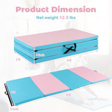 4'X8' Gymnastics Mat, 2" Thick Folding Tumbling Mat with Carrying Handles, Foldable Gym Mat with Hook and Loop Fastener, Cheer Mats for Kids Adults Home Exercise Aerobics Fitness