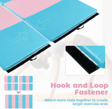 4'X8' Gymnastics Mat, 2" Thick Folding Tumbling Mat with Carrying Handles, Foldable Gym Mat with Hook and Loop Fastener, Cheer Mats for Kids Adults Home Exercise Aerobics Fitness