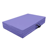 4-Panel Folding Gymnastics Exercise Mat with Handles, 4' X 10' X 2", Purple