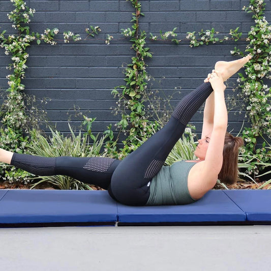 4'X10'X2" New Folding Panel Gymnastics Mat, Perfect for Indoor/Outdoor Exercise(Blue)