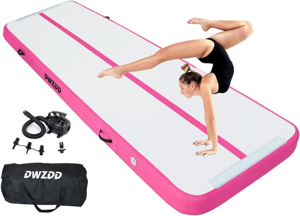 Gymnastics Air Mat 10Ft/13Ft/16Ft/20Ft Tumbling Mat Inflatable Gymnastics Tumble Track for Home/Gym/Training/Cheerleading/Water with Electric Pump