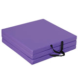 6’X2’ Tri-Fold Exercise Mat Portable Gymnastics Mat for Stretching Yoga Core Workouts Purple