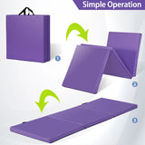 6’X2’ Tri-Fold Exercise Mat Portable Gymnastics Mat for Stretching Yoga Core Workouts Purple